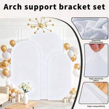 6ft/6.6ft/7.2ft Arched Backdrop, Wedding Arch, Arch Cover, Arched Backdrop, Arched Backdrop Cloth, Suitable For Wedding And Gender Reveal Party Supplies, Balloon Arch, Arched Backdrop Frame, Baby Party Supplies, Wedding Banner, Birthday Arch Decoration (Arched Frame Sold Separately). - 白色 - 查看 4