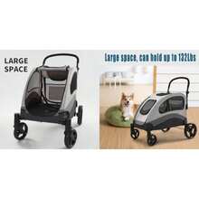 zxr ANLULOAD - Cochecito para perros grandes cochecito plegable para mascotas hasta 125 libras89 - Gris - Ver 2