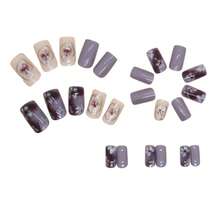 4 Boxes 96Pcs Short Squoval Press On Nails 24PCS Lavender Mirror Orchid French Press On Nails, European Square Oval False Nails, Skin-Brightening & Gentle Romantic Fake Nails For Women & Girls, Ready-To-Wear For Wedding, Date, Spring Summer Party.Nails Kit,Stiletto Press On Nails,Christmas Nails Press On,Nail Set,Nail Art,Valentines. - 紫色368 - 查看 3