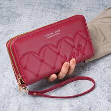 Cartera para Mujeres, Bolsa para Teléfono, Cartera Larga para Mujeres, Bolsa con Cremallera, Bolso de Mano, Clip para Dinero de Mujeres, Bolsa de Mano - Rosa - Ver 4