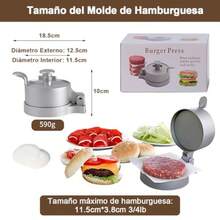 YQQ Molde Hamburguesa Prensa Hamburguesa Antiadherente Burger Press Máquina para Hacer Hamburguesa Prensa de Carne Ajustable Patty Maker para Carne Picada Barbacoa Parrilla con 100 Papel de Cera2179 - como en la foto - Ver 6