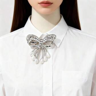 1 pieza Broche de lazo de gota de cristal de aleación minimalista y de moda, accesorio versátil