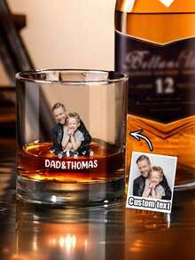 1pc Customized 300ml Glass Whiskey Cup, Personalized Photo & Text Engraved Whiskey Glass, Customized Gift, Personalized Whiskey Tumbler With Name - Multicolor - View 6