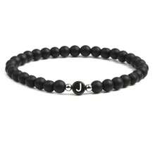 6mm Black Matte Stone Beaded Bracelet, 26 English Letter Charm Bracelet, Unisex - Bracelet - View 24