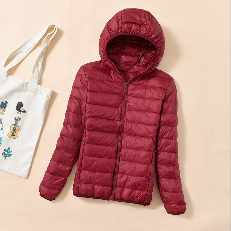 Women Sports Down Coats - Women - Burgundy - View 1