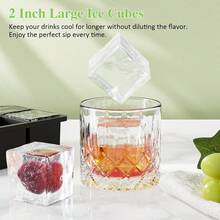 Large Silicone Ice Cube Tray, Ice Mold, Flexible, 8 Cavities Easy Release, Slow Melting Ice, Suitable For Whiskey