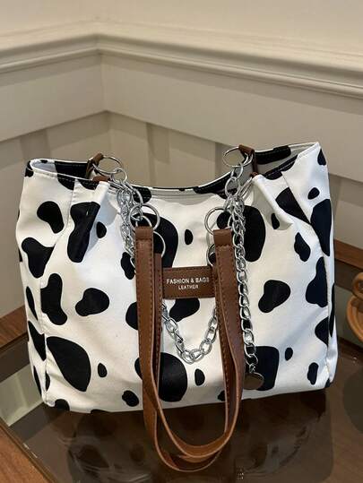 时尚条纹手提包 - 女士大容量单肩包 - 拉链托特包，日常使用 - 简约链条单肩托特包，适合青少年女孩、大学生、职场新人及白领，完美适用于办公室、工作、商务、通勤，是女士返校季的理想工作包。