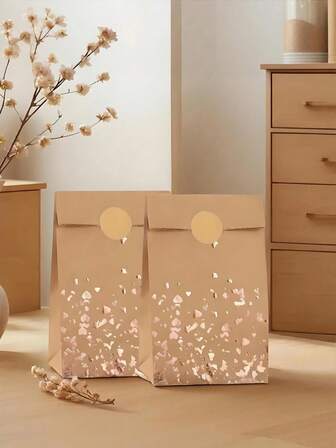 12 st. roségula presentpåsar i kraftpapper – 12 matchande klistermärken ingår, beige och gyllene hållbart material, etikettvänliga | För nyårsbröllop, födelsedagar, duschar och tebjudningar (presentinslagningsmaterial i bulk)