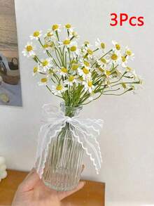 小白雏菊花人造花，假雏菊，春季野花，派对装饰（不含花瓶），情人节，生日毕业礼物，秋季装饰，秋季