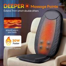 Sweetcrispy Massage Chair Pad With Heat, Chair Massager With 4 Deep-Kneading For Office, Home, Shiatsu Back Massager For Pain Relief, Portable Folding - US A Type Plug(110-127V) - View 2