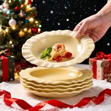 1/2/5pcs Cream Lace Plates, PP Material Household Dinner Plates, Cream-Style Straw Hat Plates, Suitable For Family Daily Use, Gatherings, And Parties - Milky White - View 10