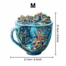 1PC Ocean Mug Wooden Asymmetric Puzzle, Animal-Shaped 2D Jigsaw Toy For Kids And Adults. Educational Game, Great Gift For Party, Holiday, Christmas And Birthday. Unique Magical Desktop Decor & Creative Wooden Puzzle Present - Multicolor - View 12