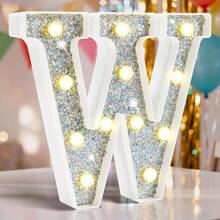 Letras decorativas LED de tono cálido Las letras plateadas iluminadas son perfectas para iluminar tus fiestas, cumpleaños, bodas, aniversarios y dormitorios. Letra W - 1 - Ver 13