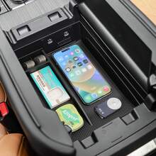 smabee - Organizador de consola central para  CX-90 CX90 CX-70 CX70 CX70 2025, caja de alenamiento para reposabrazos de coche, accesorios TPE, interior negro - negro - Ver 2