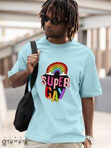 Super Gay LGBT Pride Rainbow T-Shirt REF 3310 FLUXO GEEK - Màu xanh nhạt - Xem 4