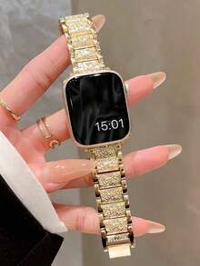 Metal Strap With Rhinestones, Compatible With Apple Watch, Ideal Gift For Back-To-School Students - Silver - View 13