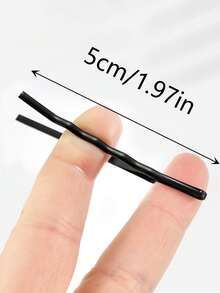 200个/20个装 女士5厘米/1.97英寸黑色百搭简约风黑色直发夹，时尚百搭简约优雅发饰，适合日常佩戴、发型设计、化妆、服装搭配，包括爪夹、发夹、发卡、头饰、发卡、夏季、假日、旅行、节日、派对等场合。 - 黑色 - 查看 3