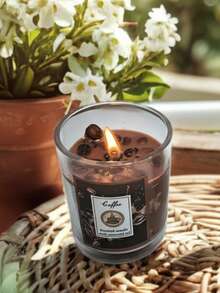 Nến thơm hương cà phê, có họa tiết hạt cà phê, hương thơm rang đậm đà, sáp đậu nành tự nhiên, đựng trong hũ thủy tinh, giúp tỉnh táo buổi sáng, làm sảng khoái tinh thần, trang trí bàn làm việc theo phong cách quán cà phê. - Nhiều màu - Xem 12