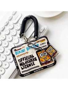 1个海绵宝宝卡套钥匙扣学生证卡套卡通可爱卡套用品派大星动漫情侣卡套礼物，学校 - 彩色 - 查看 2