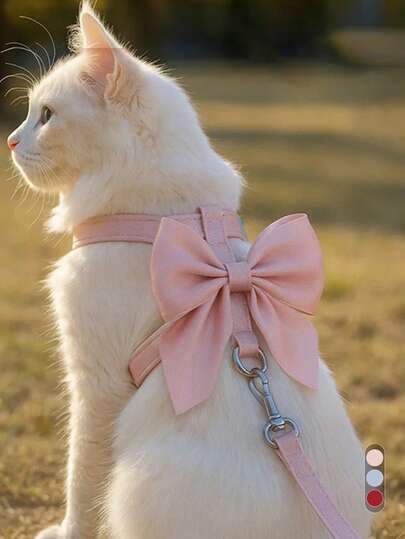 1 Set Cute Cat Harness & Leash, LANGXINGCS Wolf Paw Design, Premium Fashion Escape-Proof Cat Walking Vest Harness With Bow Tie, Soft & Comfortable Fit For Outdoor Use, Suitable For Small/Medium Cats