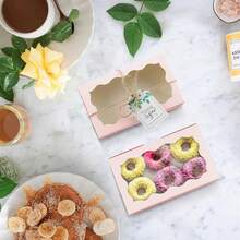 30pcs Cookie Boxes, 7x4.3x1.5 Inches, Pink & White Color With Transparent Window, Suitable For Cupcakes, Gifts, Snacks, Desserts, Strawberries, Muffins, Etc. - Multicolor - View 3