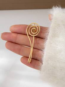 1/6/10pcs Elegant Men's Minimalist Spiral Lapel Pin, High-Quality Copper Brooch Suitable For Suits And Religious Attire - Yellow Gold - View 5
