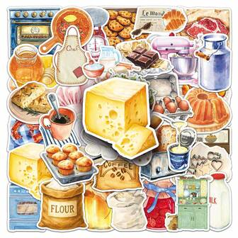 50/100 piezas Pegatinas con temática de herramientas y artículos de cocción, pegatinas para teléfonos, pegatinas de decoración de artículos, pegatinas de dibujos animados y anime Guka, pegatinas lindas de moda, amor, graffiti, impermeables, adecuadas para portátiles, botellas de agua, monopatines, teléfonos móviles