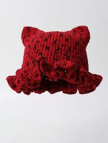 1pc Women's Colorful Cute Cat Ear Handmade Knitted Hat, Fashionable Warm Decorative Hat For Autumn/Winter, Knitted Beanie For Spring/Fall - Knitted Hat - View 3