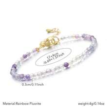 1pc Women's Dainty 3mm Natural Stone Aquamarine Sunstone Adjustable Bracelet, Minimalist Design For Daily Wear, Friendship Gift