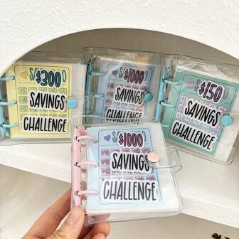 $150/$300/$1000 Mini Binder Savings Challenge,25 Sheets Sleeves,Money Challenge Pocket Organzier