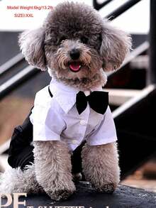 1pc Fabric Material Thin 2 In 1 Suit, Tailcoat For Small Pets, Suitable For Weddings, Festivals, Parties, All Seasons - Black and White - View 2