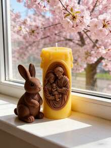 1 Candlestick Silicone Mold - Candlestick Mold, A 3D Casting Mold For Handicrafts, Made Of Durable Silicone Material, Very Suitable For Candlestick Festival Decoration And Daily Home Prayer Decoration - White - View 3