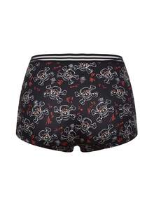 Dircho 5条装女士日常平角内裤 & 柔软舒适内裤 & 骷髅心形蘑菇猫图案三角裤 & 弹性腰带贴身内衣 - 彩色 - 查看 3