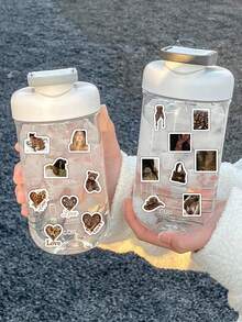 54/63pcs Leopard Print Stickers, Animal Pattern Fashion Bag Hat Cat Stickers, Retro Chic Playful Quote Vinyl Stickers, Suitable For Diary Notebook Laptop Phone Case Decor, Bold Aesthetic Gift Scrapbook Supplies Funny Stickers Laptop Stickers Kindle Phone Stickers - Multicolor - View 5