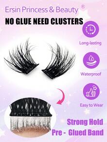 120pcs Self-Adhesive False Eyelash Clusters, Fluffy & Soft, 8-16mm Mixed Length Set, DIY Self-Stick Eyelash Extension Pre-Glued Clusters, Natural & Lengthening, D-Curl, No Glue, No Makeup Remover, Cat Eye Lashes - D - View 7