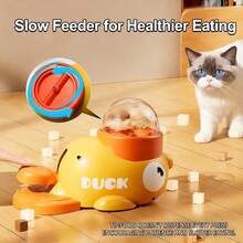Interactive Dog Toys Food Puzzle Slow Feeder Duck Shaped Cat Treat Dispenser Toy For Small And Medium Dogs And Cats, Dog Feeder Puzzle Toy Duck For IQ Training And Exercise, Cat Food Dispenser Interactive Cat Toys For Enrichment And Daily Feeding - Màu vàng - Xem 2
