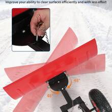 Heavy Duty Rolling Snow Shovel With Wheels For Driveway - Adjustable Angle & Height Metal Blade - Ergonomic Snow Pusher For Sidewalk, Yard, Pavement - Easy Snow Removal Tool - 29W X 14H Red - View 3