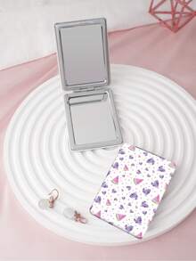 1 pieza Espejo de mano plegable de estilo campestre, espejo de vanidad portátil y ligero, de cuero de PU duradero, adecuado para todas las ocasiones y personas, espejo de bolsillo plegable cuadrado - Multicolor - Ver 3