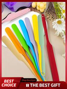 Silicone Spatula, Heat-Resistant Cake Cream Peanut Butter Scraper, Batter Mixing Scraper, Non-Stick Bread Scraper, Rubber Kitchen Mixing Bowl Scraper, Long Handle - Multicolor - View 3