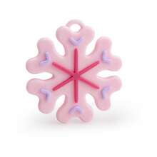 Mordedor de silicona hervida de grado alimenticio, forma navideña, juguete de dentición de silicona anti-mordida para bebés - Copo de nieve rosa oscuro - Ver 13