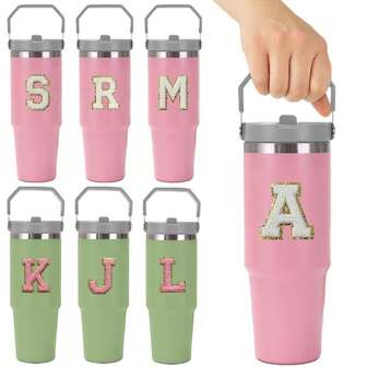1pc 30oz Tumbler Cup Stainless Steel Vacuum Thermal Insulated Mug With Embroidered Letters A-Z Portable Water Bottle Large Capacity Double Drink Car Water Bottle Travel Mug