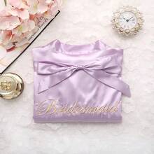 1 chiếc áo choàng cô dâu & phù dâu, áo choàng tắm in chữ, áo choàng kimono, trang phục chuẩn bị cho tiệc cưới, phụ kiện cho lễ cưới và tiệc chiêu đãi, đồ ngủ phù dâu mùa xuân/hè cho nữ, váy cưới, áo choàng thêu cho tiệc độc thân, áo choàng cô dâu, đồ dùng cho tiệc cưới, đám cưới ngoài trời, đồ dùng cho tiệc lễ hội - phù dâu màu tím nhạt - Xem 6