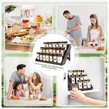 ERUIV Square Spice Jars, 2-In-1 Design With Acacia Wood Stand (FCM®) – Set Of 21 Spice Jars (120 Ml Each), Including Multiple Labels, Can Be Stood Upright And Is Suitable For Drawers – Spice Rack For Drawers And Spice Jars - 21 Spice Jars + Wooden Frame - View 8
