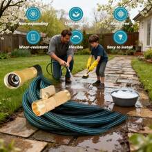 25/50/75/100FT Heavy-Duty Garden Hose, Non-Expandable, With 3/4 Inch Solid Brass Fittings, Leak-Proof Design, Durable Rubber Material, American Standard Thread - Ideal For Gardening, Cleaning, Forestry - 100ft - View 4