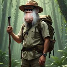 Monkey Mask Latex Full Head Animal Funny White Chimp Mask For Halloween Costume Party - 白帽白髮猩猩 - 查看 5