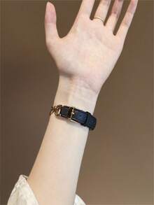 Chic Apple-Inspired Premium Moon Buckle & Leather Watch Band With Freely Adjustable Sizing | Sleek Design, Compatible With Apple Watch Ultra/SE/Series 11/10/9/8/7/6/5/4/3/2/1 | Fits 38mm 40mm 41mm 42mm 44mm 45mm 46mm 49mm - 42/44/45/49mm (s10) 46mm - View 7