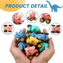 1/6/12/24/48件恐龙汽车玩具套装,适合儿童和幼儿,圣诞玩具礼物,迷你赛车玩具散装,派对礼品,皮纳塔填充物,糖果袋,课堂奖励(男孩女孩均适用),颜色和款式随机 - 彩色 - 查看 4