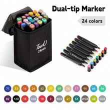 Bộ 24-262 bút dạ hai đầu gốc cồn, 262 bút dạ vẽ hai đầu gốc dầu cỡ lớn, dụng cụ vẽ chuyên nghiệp, văn phòng phẩm thiết yếu cho năm học mới, quà Giáng sinh và năm mới cho học sinh và bạn bè. - Nhiều màu - Xem 14