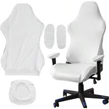 Gaming ChairsMarsheepy Funda para Silla con Brazos Color sólido de poliéster Desmontable y Anti-Polvo. Ideal para sillas Gaming de Juegos de Oficina y más Blanco - blanco - Ver 1