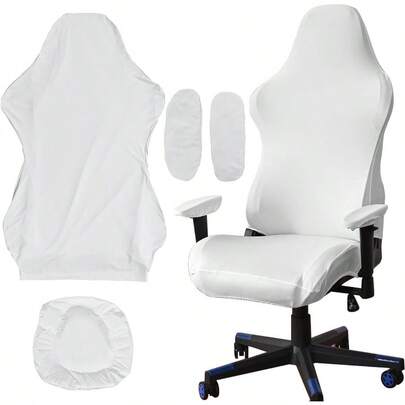 Gaming ChairsMarsheepy Funda para Silla con Brazos Color sólido de poliéster Desmontable y Anti-Polvo. Ideal para sillas Gaming de Juegos de Oficina y más Blanco